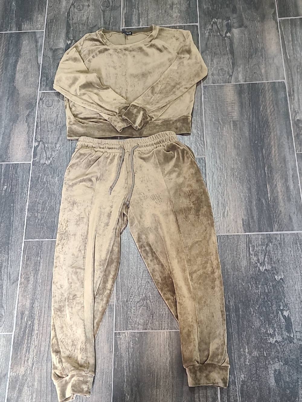 Velour Drawstring Jogger Pants - Set Olive/Army Green